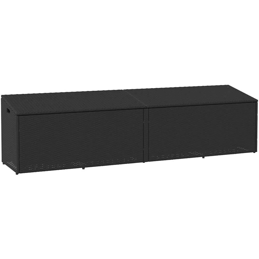 Baule da Giardino Nero 220x50x58 cm in Polyrattan - Foto 1