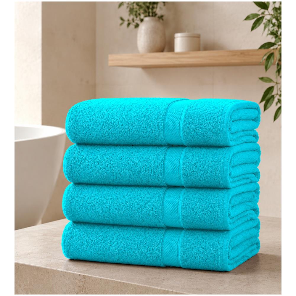 Set 4 Teli Bagno 100x150 cm - Morbidezza, Eleganza e Qualità - Scuba Blu - Foto 1