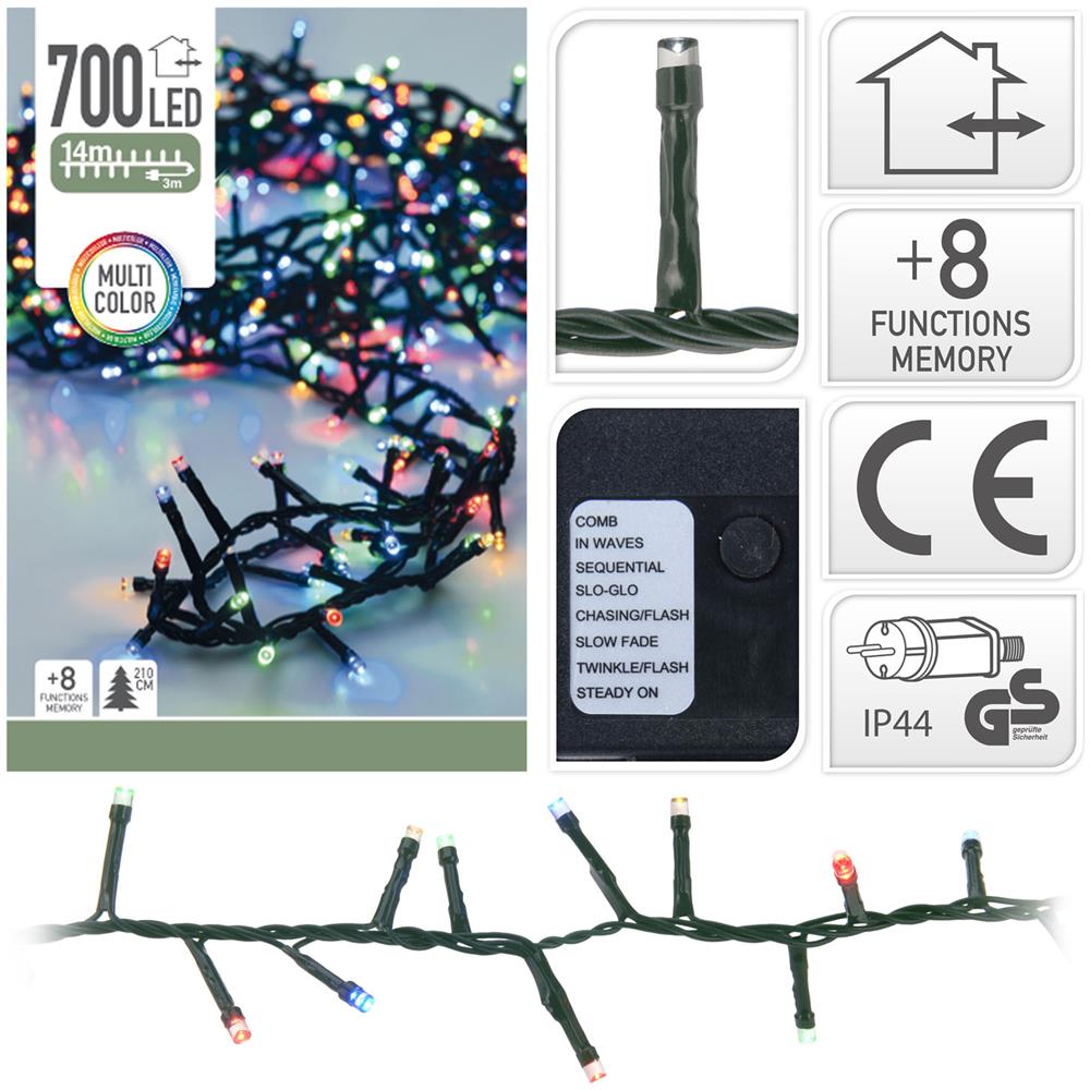 Luci Di Natale 700 Led Multicolor 8 Giochi Di Luce Esterno Albero Interno - Foto 1