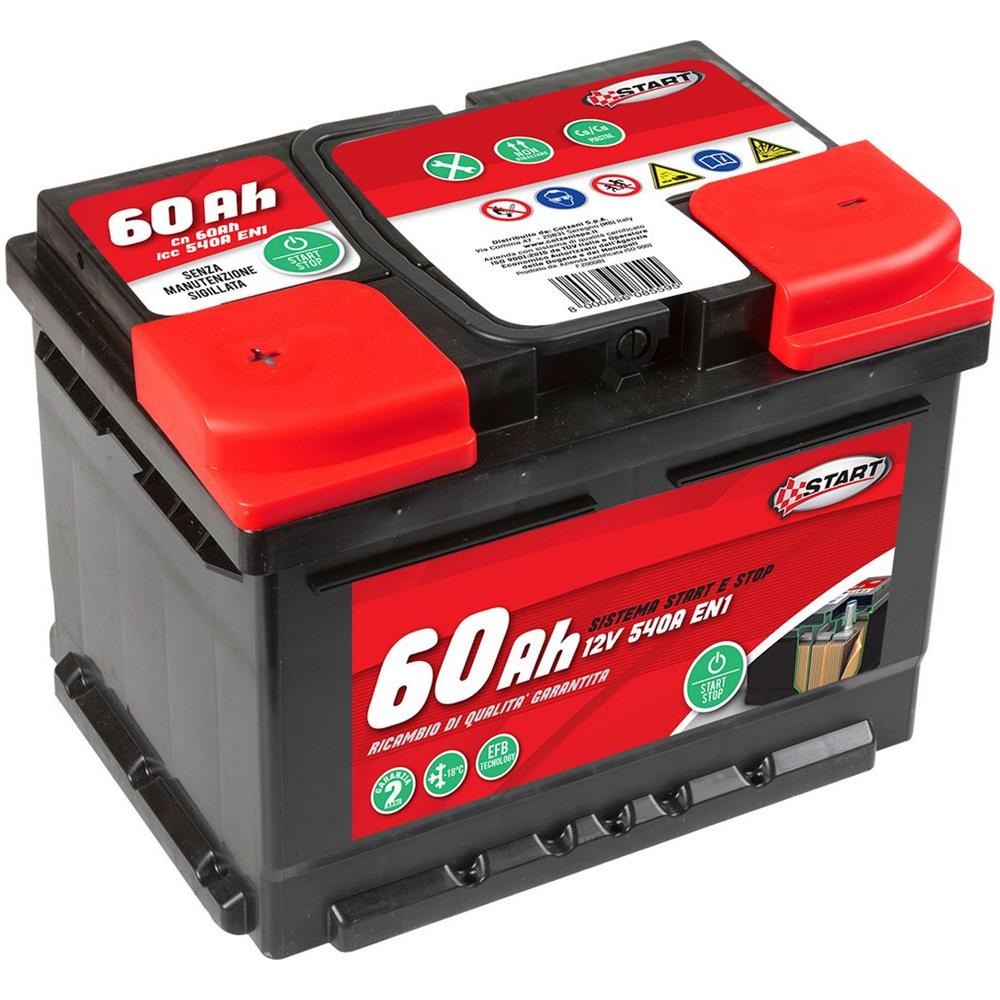 Batteria Stop& 60ah 12v 540a (en1) Sigillata Polo Sinistro - Foto 2