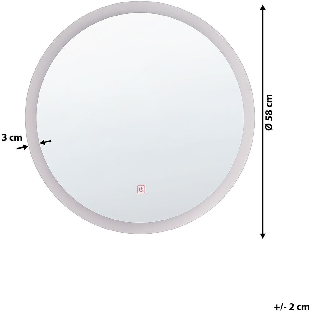 Specchio A Parete A Led Ø 58 Cm Argento Yser - Foto 2