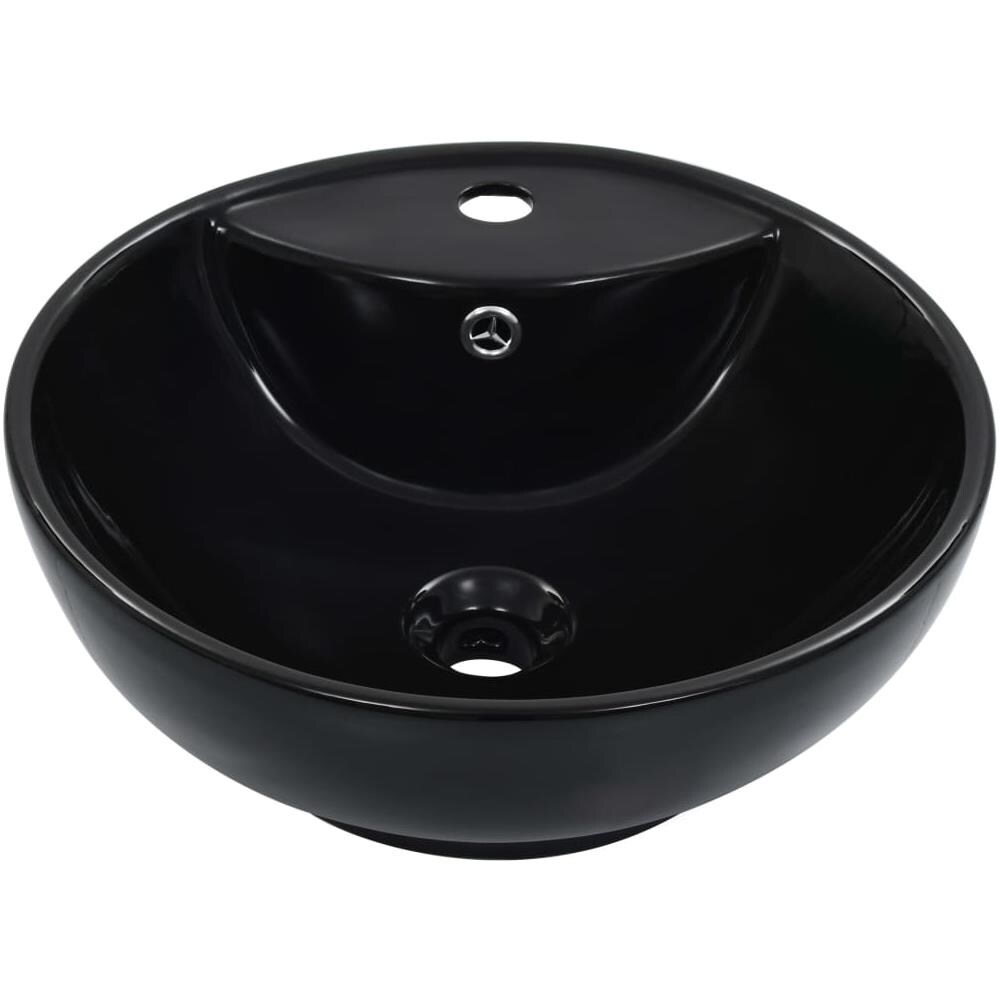 Lavandino Con Troppopieno 46,5x18 Cm In Ceramica Nero - Foto 2