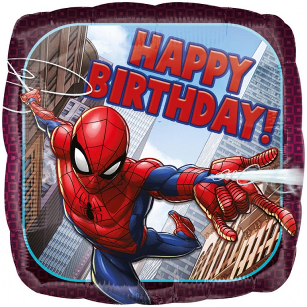 Amscan - Palloncino Di Alluminio Quadrato Happy Birthday Spiderman - Foto 1