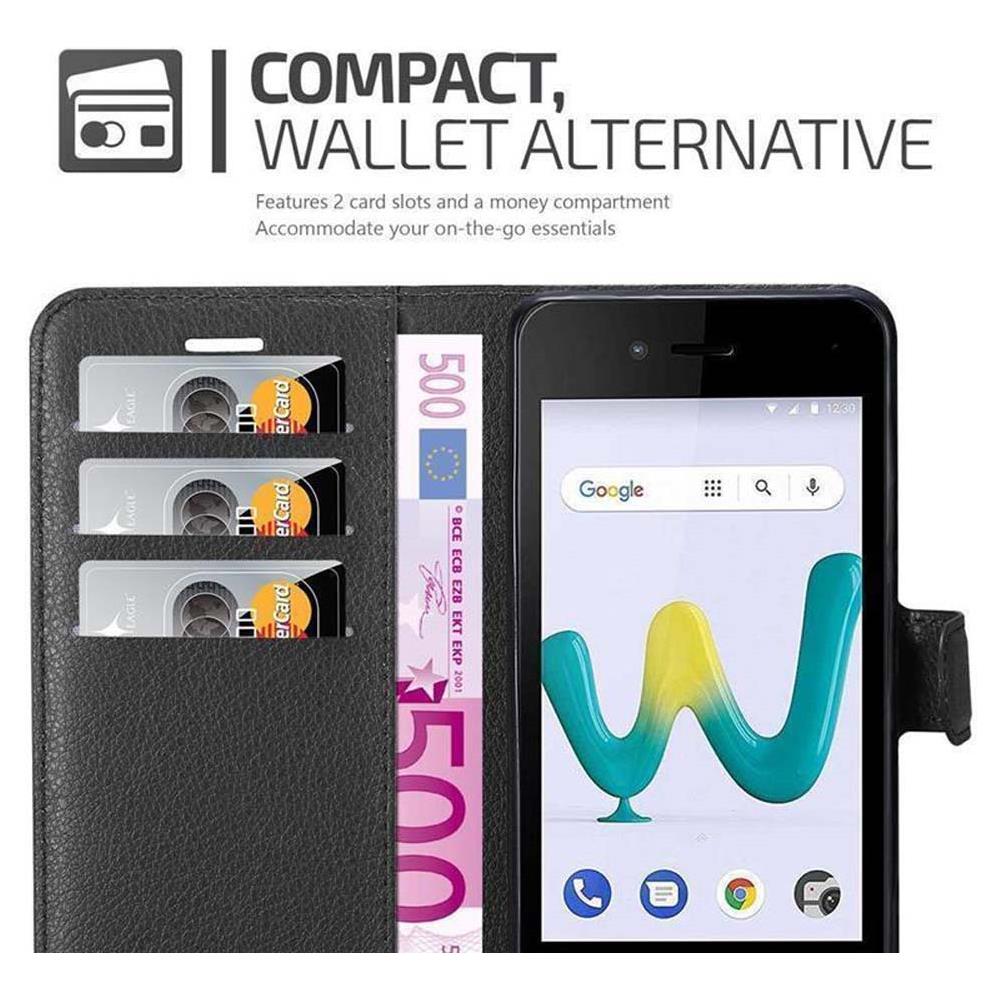 Custodia Compatibile Con Wiko Sunny 3 Mini In Nero Carbone - Coperchio Protettiva Con Chiusura Magnetica, Funzione Stand E Tasca Per Le Carte - Foto 6