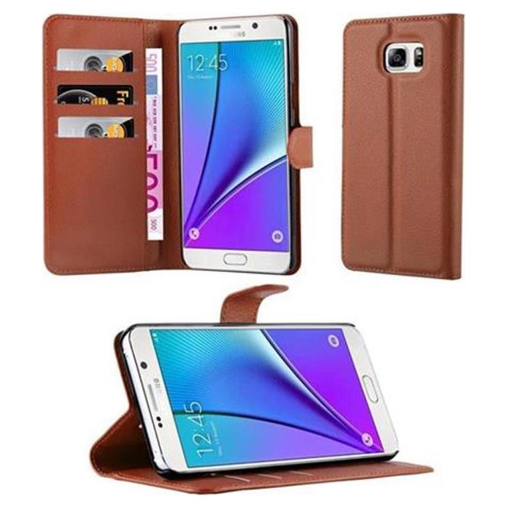 Custodia Compatibile Con Samsung Galaxy Note 5 In Marrone Pastello - Coperchio Protettiva Con Chiusura Magnetica, Funzione Stand E Tasca Per Le Carte - Foto 1
