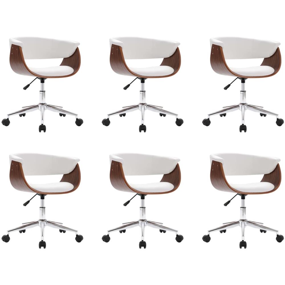 Sedie Da Pranzo Girevoli 6 Pz Bianche In Similpelle - Foto 2