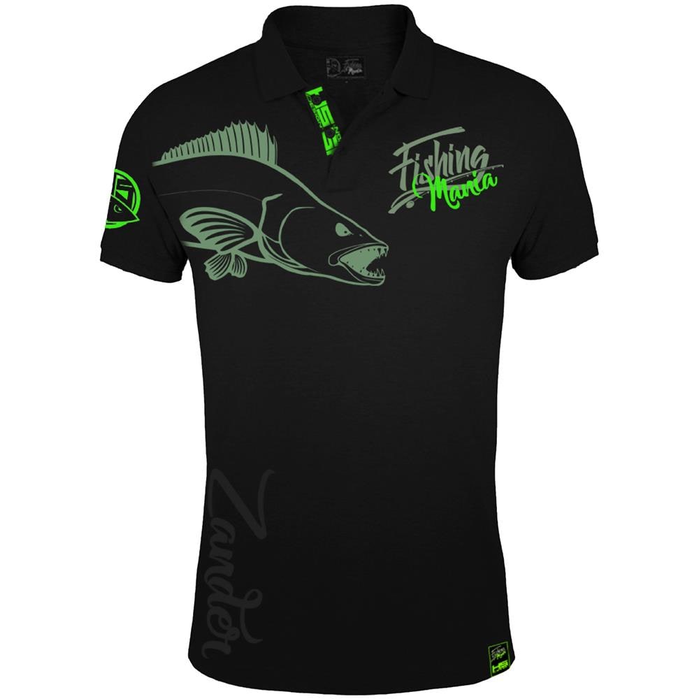 Polo Pesca Mania Zander, Xl Nero E Verde, I Pescatori Walleye Camicia Di Polo 010200504 - Foto 1