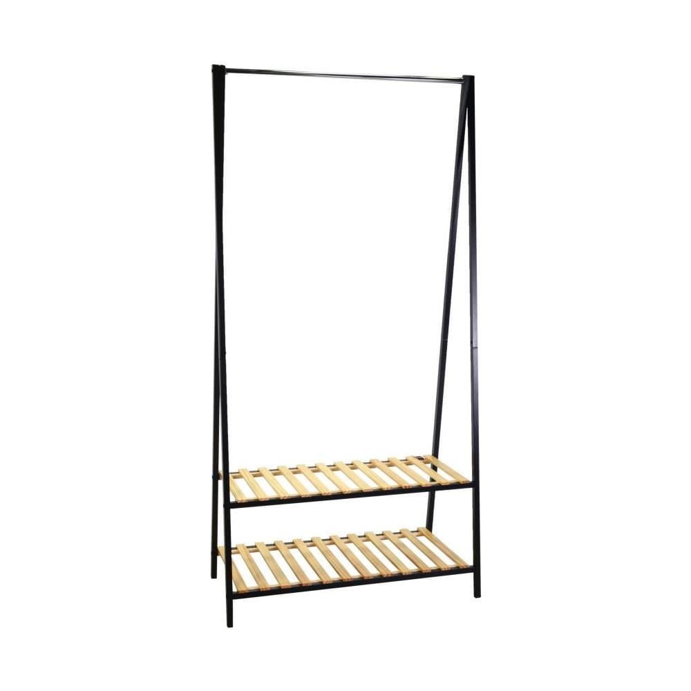 Attaccapanni Stand Metallo Nero Con Ripiani 90x42x180h Cm - Foto 1