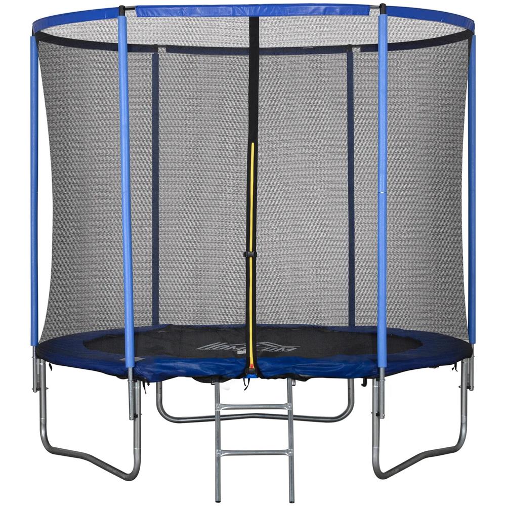 Tappeto Elastico per Bambini e Adulti con Rete e Bordo Imbottito Dimensioni 244x240 cm Blu /Nero - Foto 1