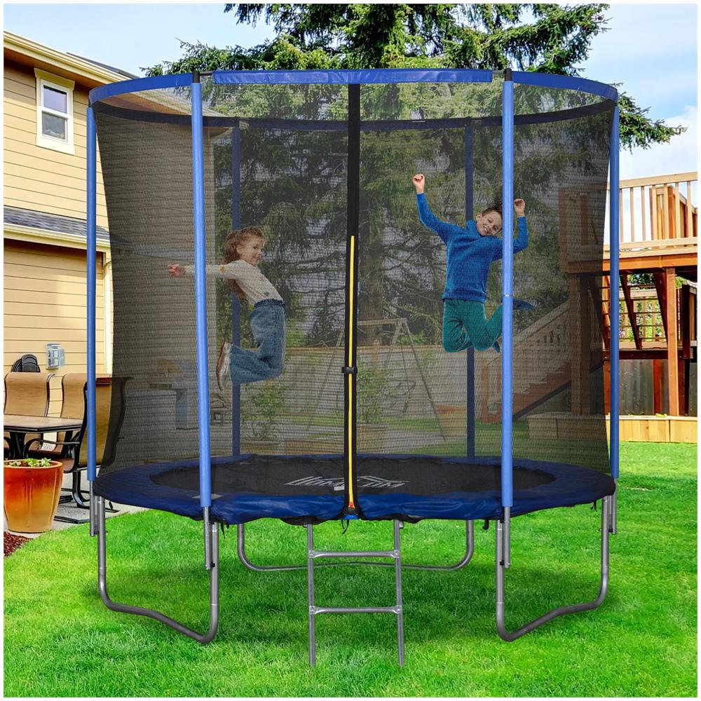 Tappeto Elastico per Bambini e Adulti con Rete e Bordo Imbottito Dimensioni 244x240 cm Blu /Nero - Foto 2