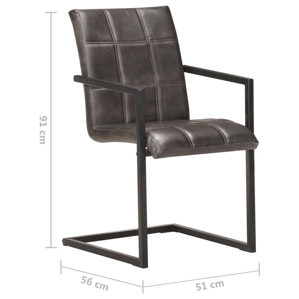 Sedie Da Pranzo A Sbalzo 2 Pz Grigie In Vera Pelle - Foto 7