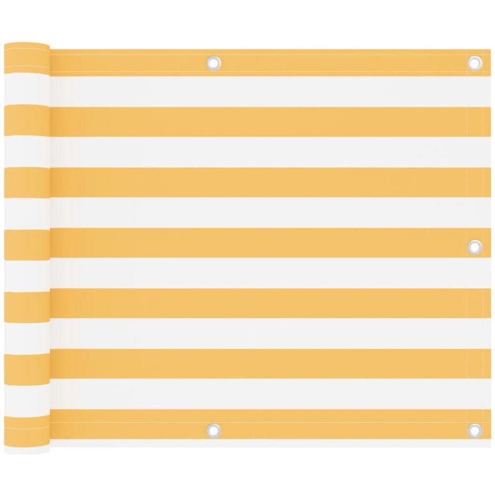 Paravento Balcone Bianco e Giallo 75x500 cm Tessuto Oxford - Foto 1