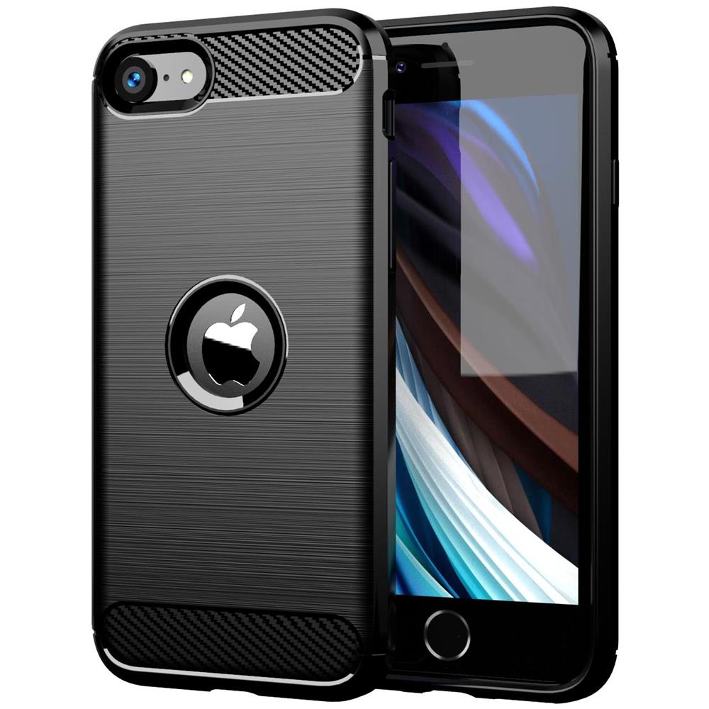 Cadorabo Custodia Compatibile Con Apple Iphone Se 2020 In Brushed Nero - Coperchio Protettivo In Silicone Tpu Flessibile In Look Acciaio Inossidabile-fibra Di Carbonio - Foto 1
