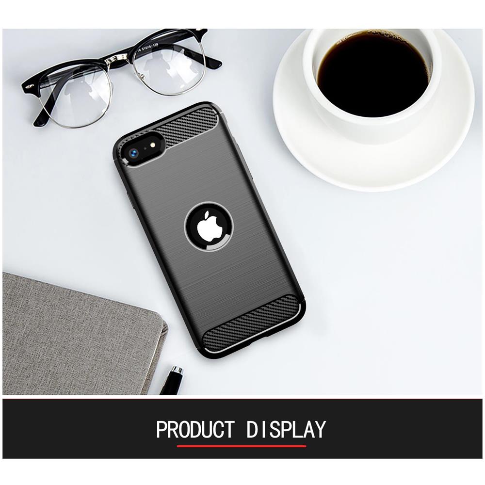 Cadorabo Custodia Compatibile Con Apple Iphone Se 2020 In Brushed Nero - Coperchio Protettivo In Silicone Tpu Flessibile In Look Acciaio Inossidabile-fibra Di Carbonio - Foto 7