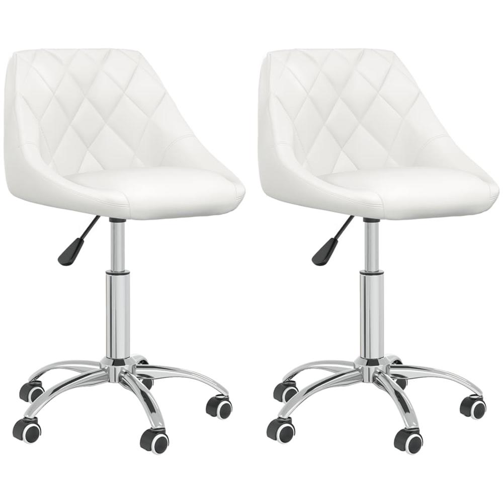 Sedie Da Pranzo Girevoli 2 Pz Bianche In Similpelle - Foto 2