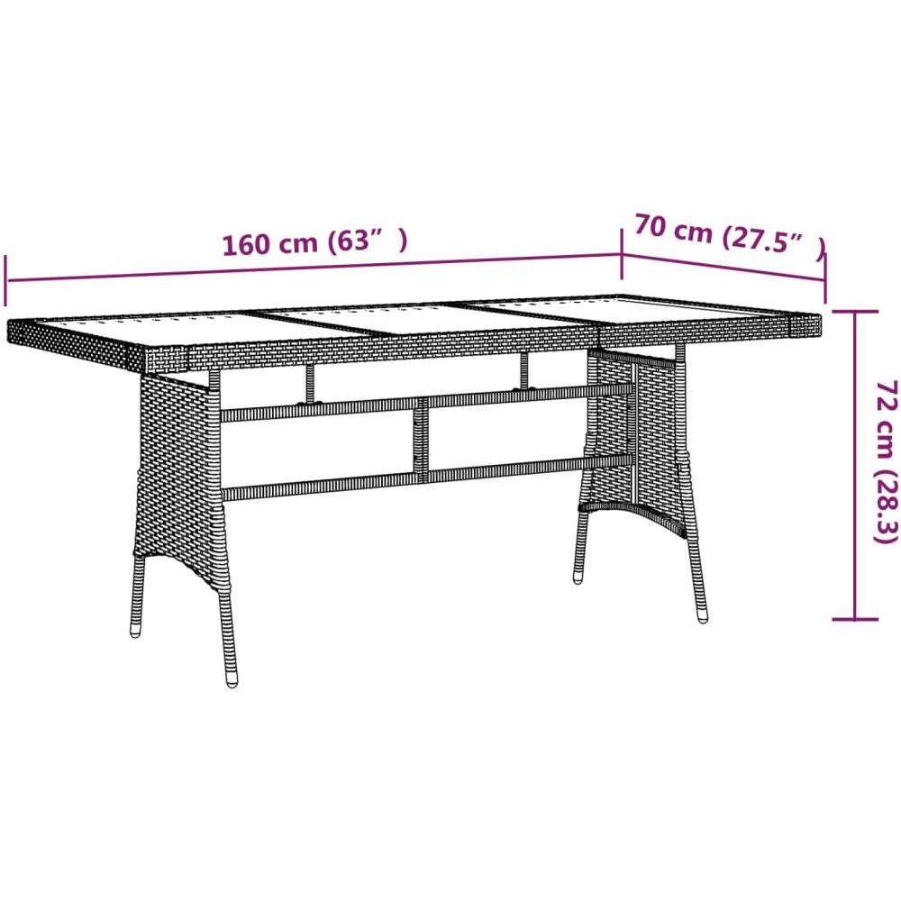 Set Da Pranzo Per Esterni 7 Pz In Polyrattan Nero - Foto 3
