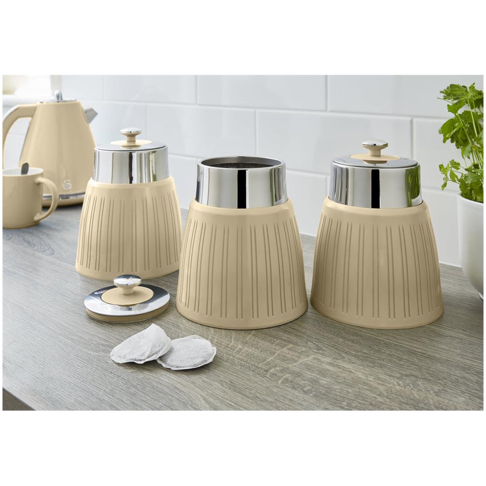 Swka1024cn Retro Set Di 3 Barattoli Cucina Da 1,2 L, Ermetico Té, Spezie, Design Vintage Crema - Foto 1