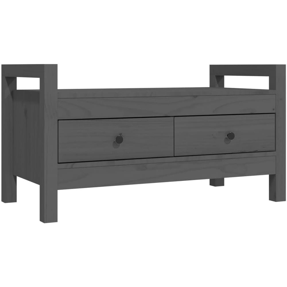 Panca Da Ingresso Grigio 80x40x43 Cm In Legno Massello Di Pino - Foto 2