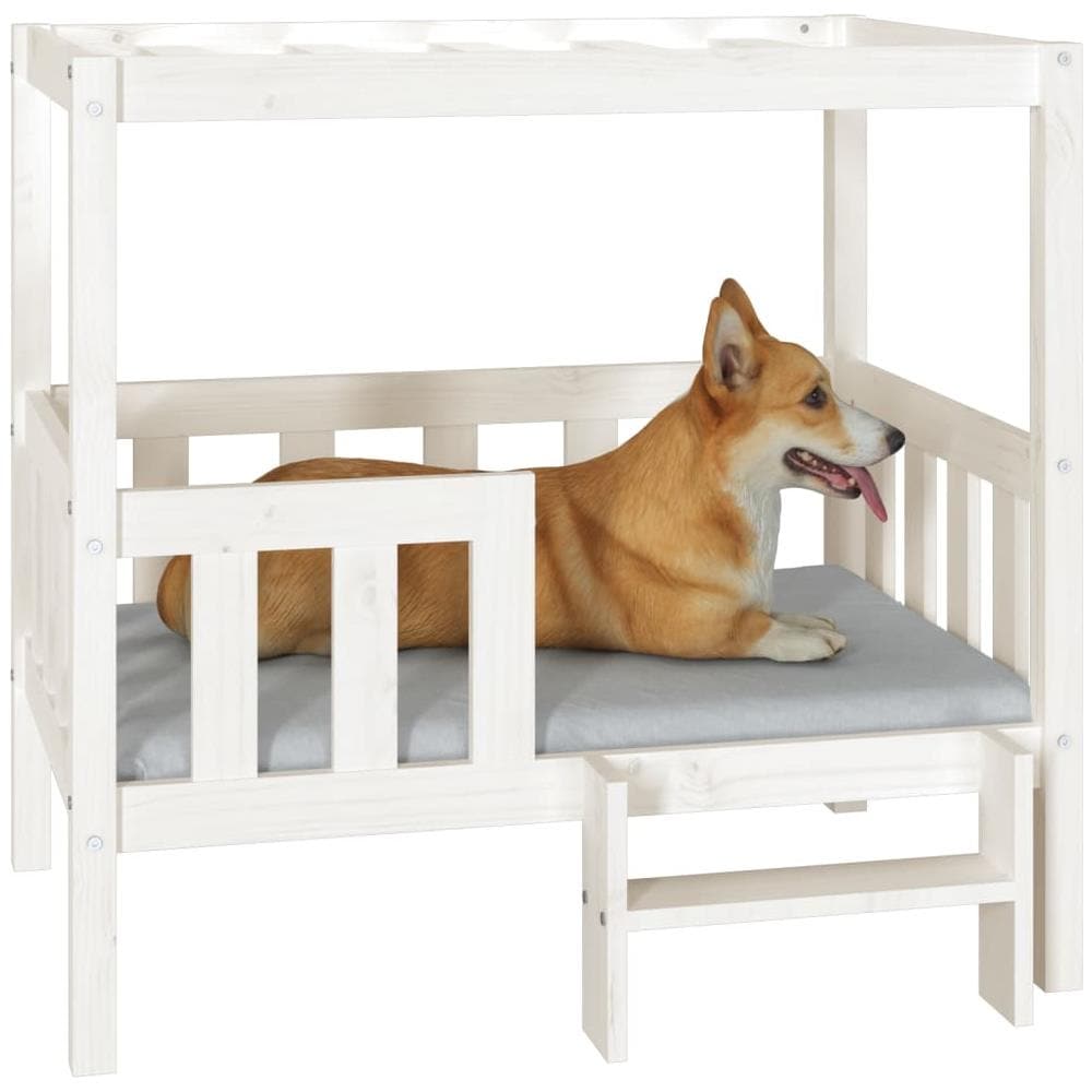 Cuccia per Cani Bianco 95,5x73,5x90cm in Legno Massello di Pino - Foto 2