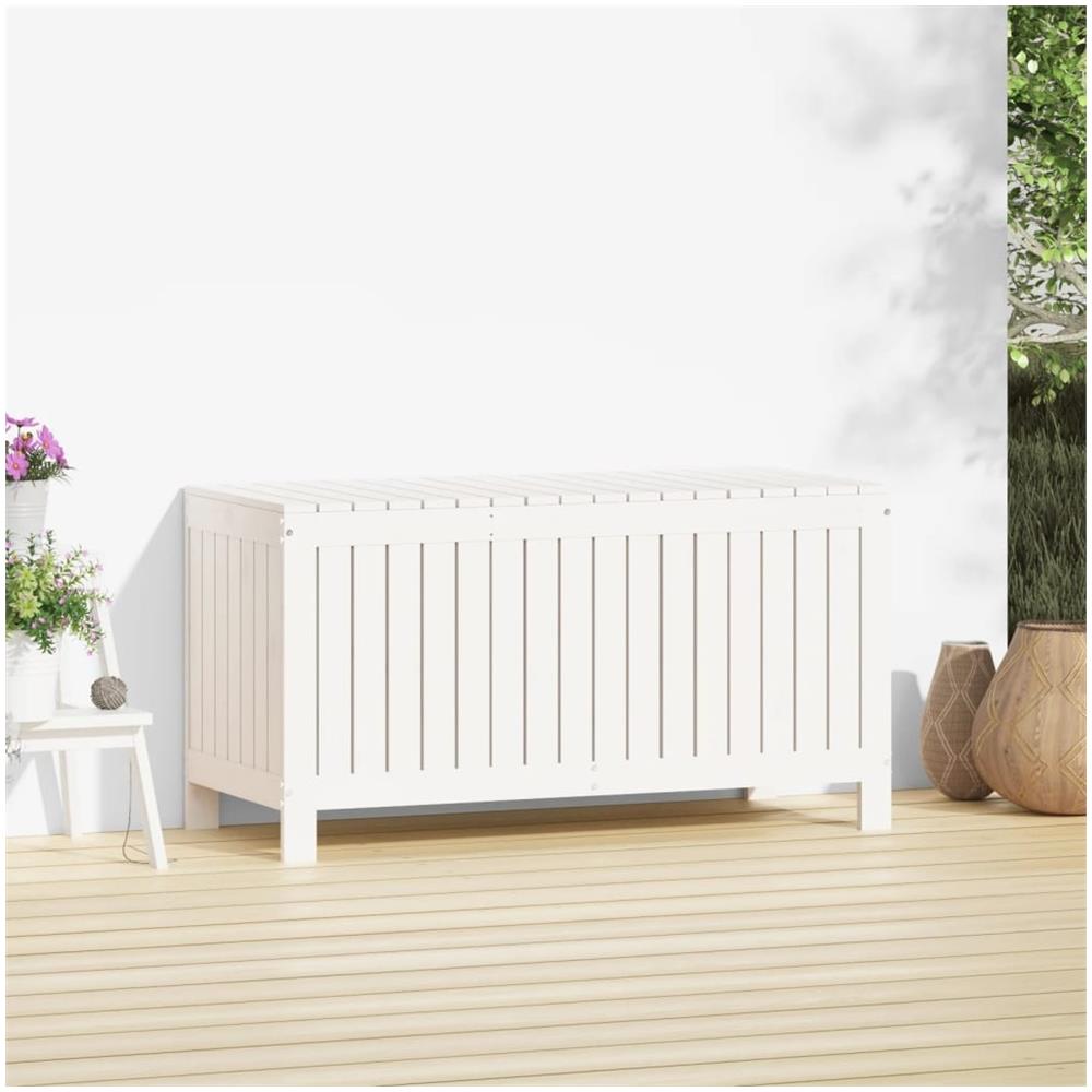 Contenitore Da Giardino Bianco 115x49x60 Cm Legno Massello Pino - Foto 2