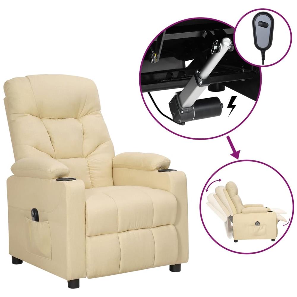Poltrona Elettrica Reclinabile Crema In Tessuto - Foto 1
