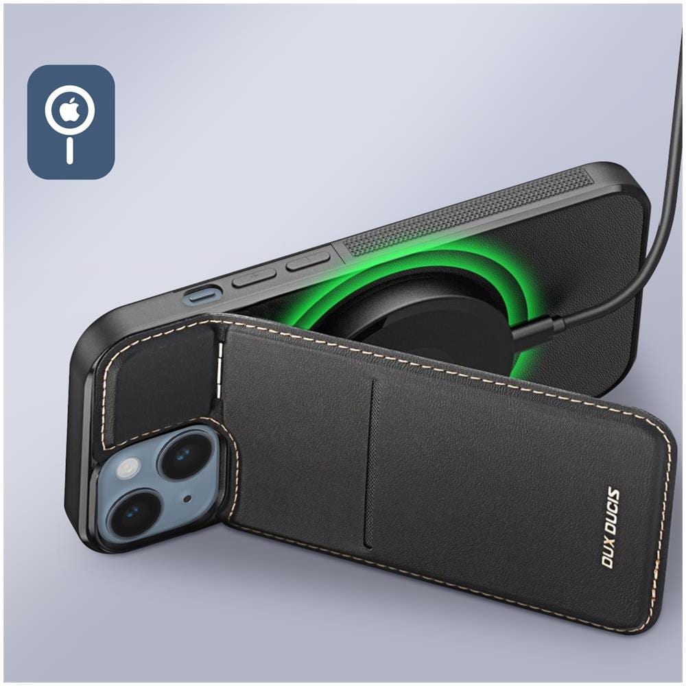 Cover Magsafe Per Iphone 15 Portacarte Blocco Rfid Dux Ducis Rafi Nera - Foto 2