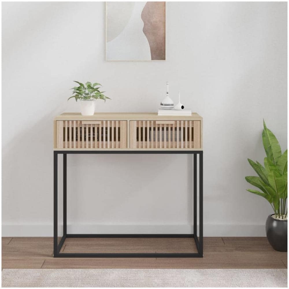 Tavolino Consolle 80x30x75 Cm Legno Multistrato E Ferro - Foto 1