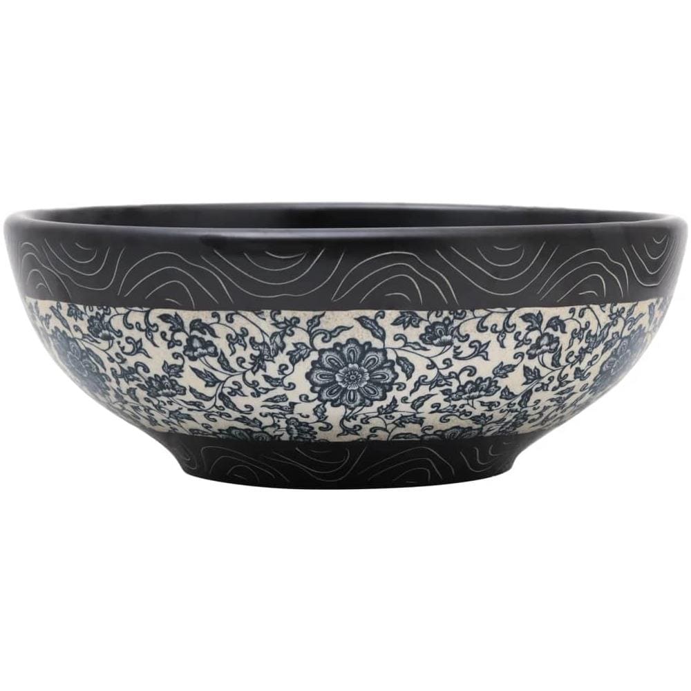 Lavabo Da Appoggio Nero E Blu Rotondo F41x14 Cm Ceramica - Foto 2