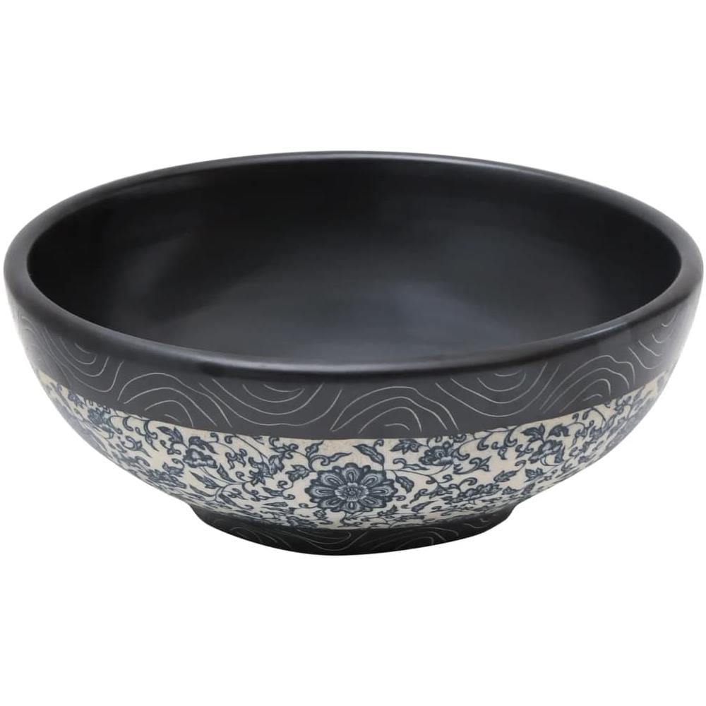 Lavabo Da Appoggio Nero E Blu Rotondo F41x14 Cm Ceramica - Foto 3