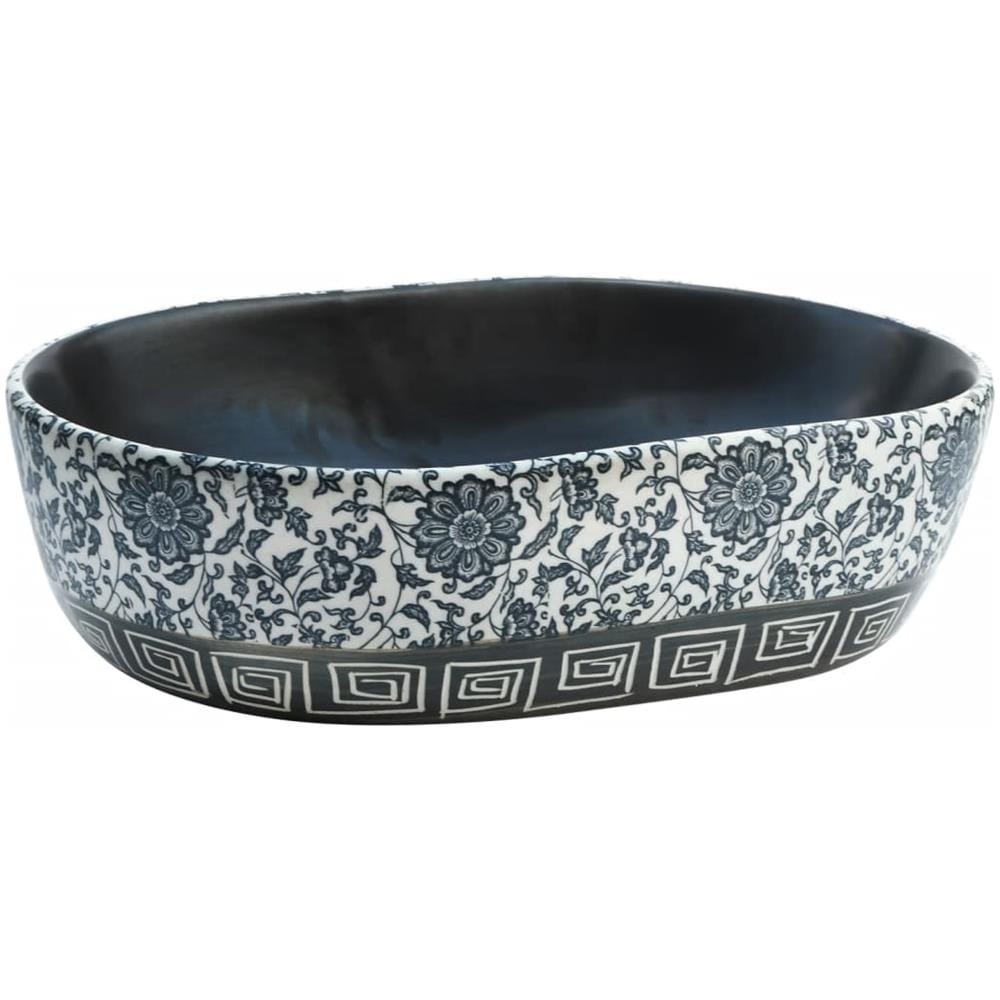 Lavabo Da Appoggio Nero E Blu Ovale 47x33x13 Cm Ceramica - Foto 2