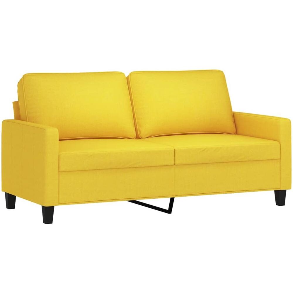 Divano A 2 Posti Giallo Chiaro 140 Cm In Tessuto - Foto 2