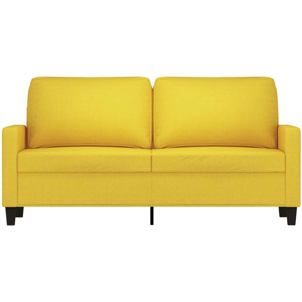 Divano A 2 Posti Giallo Chiaro 140 Cm In Tessuto - Foto 3