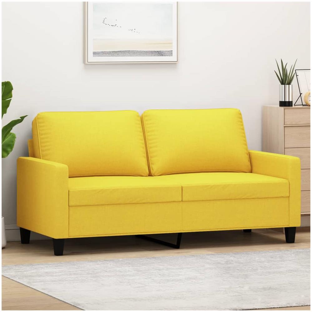 Divano A 2 Posti Giallo Chiaro 140 Cm In Tessuto - Foto 1