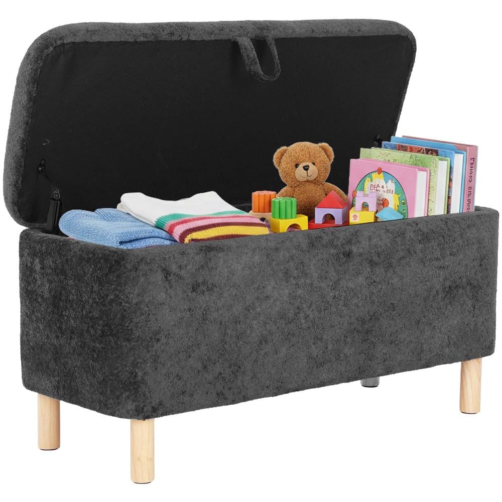 Poggiapiedi In Stoffa Rotondo Con Coperchio A Vassoio Reversibile, Poggiapiedi Multifunzionale Con Spazio Di Archiviazione Nascosto, Stabile Ed Elegante, Colore Grigio - Foto 1