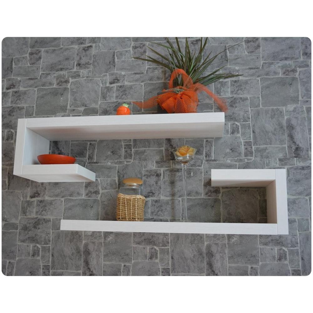 Mensola Tania A Doppia Posizione In Legno Bianco L 161 Cm: Scaffale O Mobile TV, Design Moderno, MDF Spessore 1,5 Cm