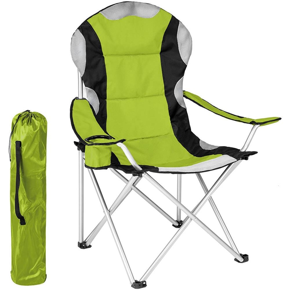 Sedia Pieghevole Campeggio Imbottita Con Borsa Camping Spiaggia Esterno Verde - Foto 1