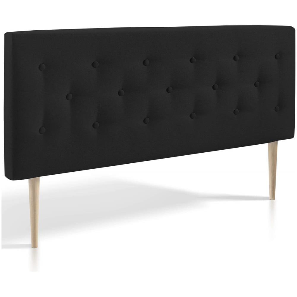 Testiera Di Tessuto Oslo 150x100, Antracite, Gambe Di Legno, Kit Montaggio Incluso - Foto 1