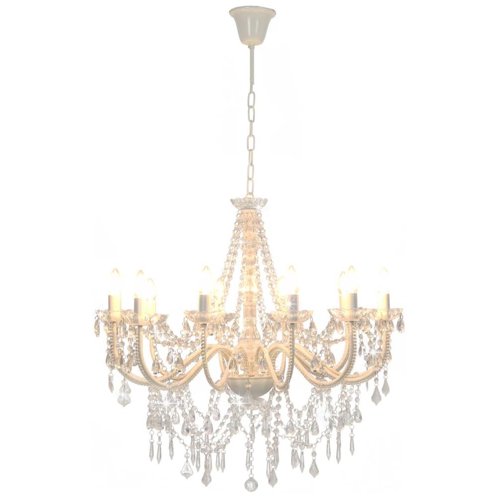 Lampadario Con Perline Bianco 12 Lampadine E14 - Foto 7