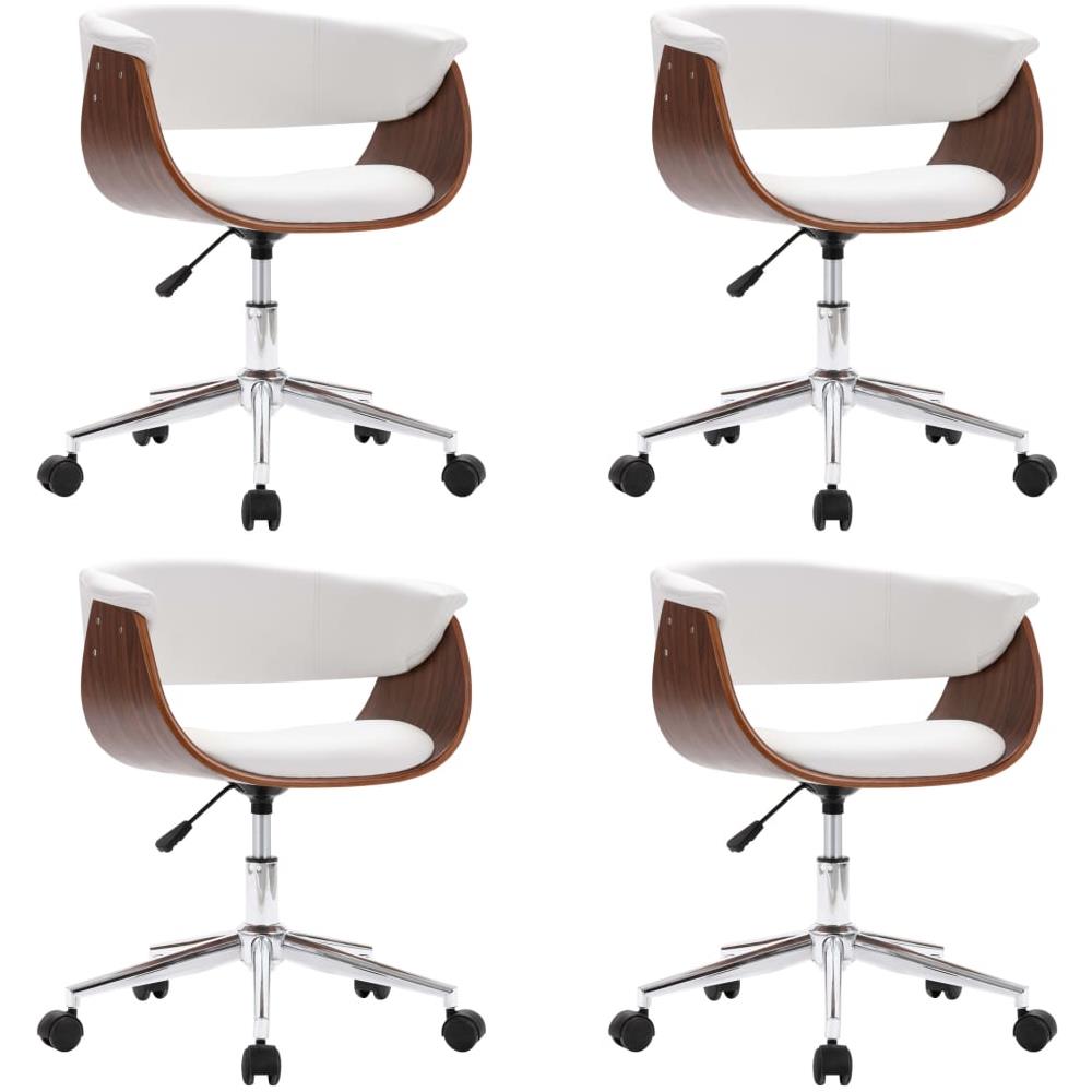 Sedie Da Pranzo Girevoli 4 Pz Bianche In Similpelle - Foto 2