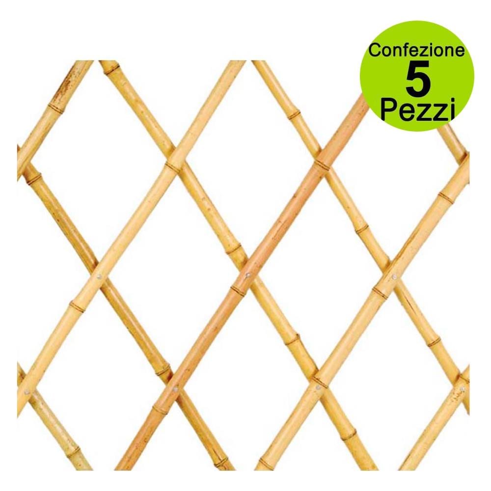 Multipack Da 5 Pz Tralicci Estensibili In Bamboo Canna Grossa 0,60 X H 1,80 Metri Colore Naturale - Foto 1