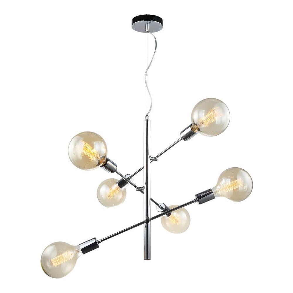 Sospensione Moderna Sospesa Cromo 6 Luci, E27 - Foto 1