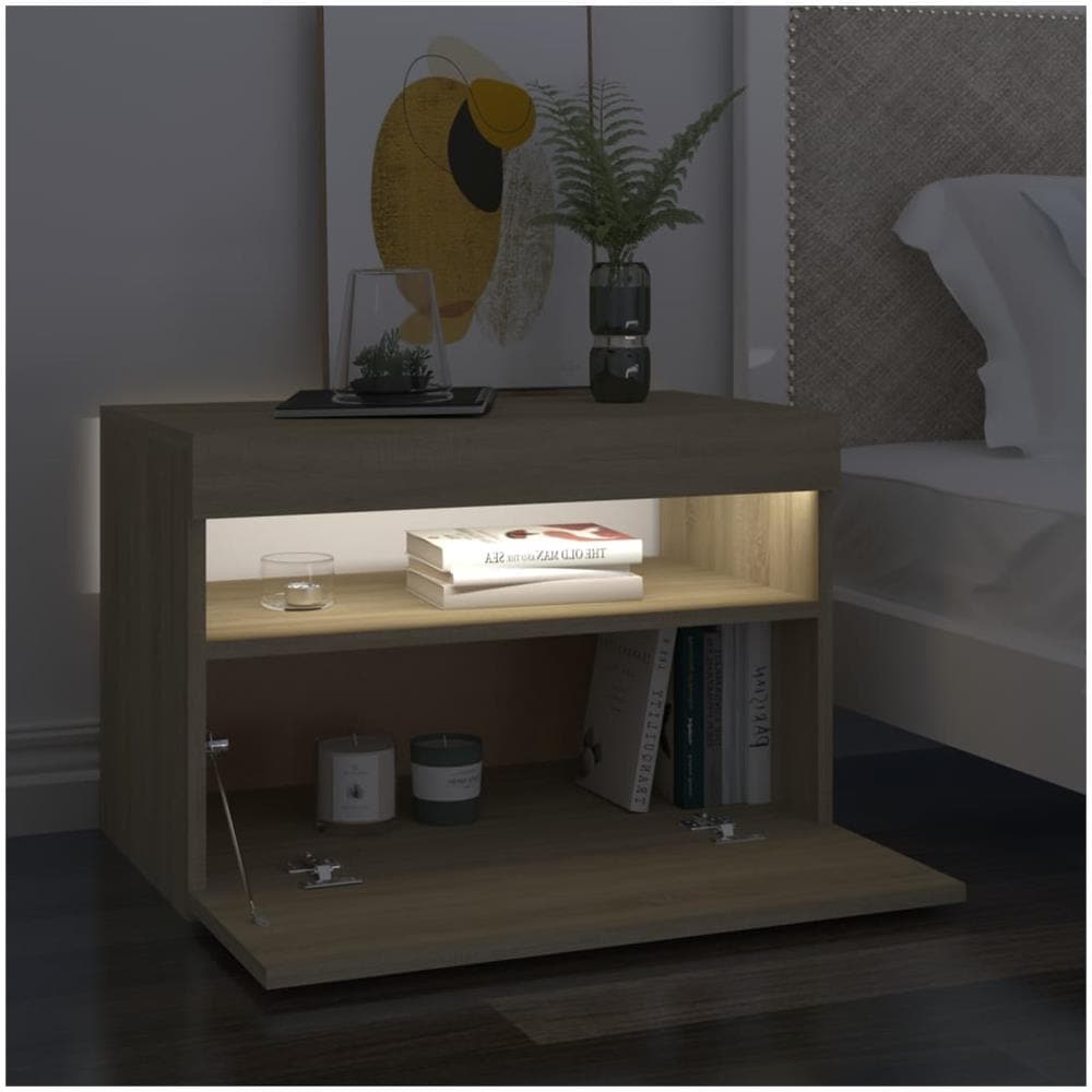 Mobile Porta TV con Luci LED Rovere Sonoma 60x35x40 cm - Foto 3