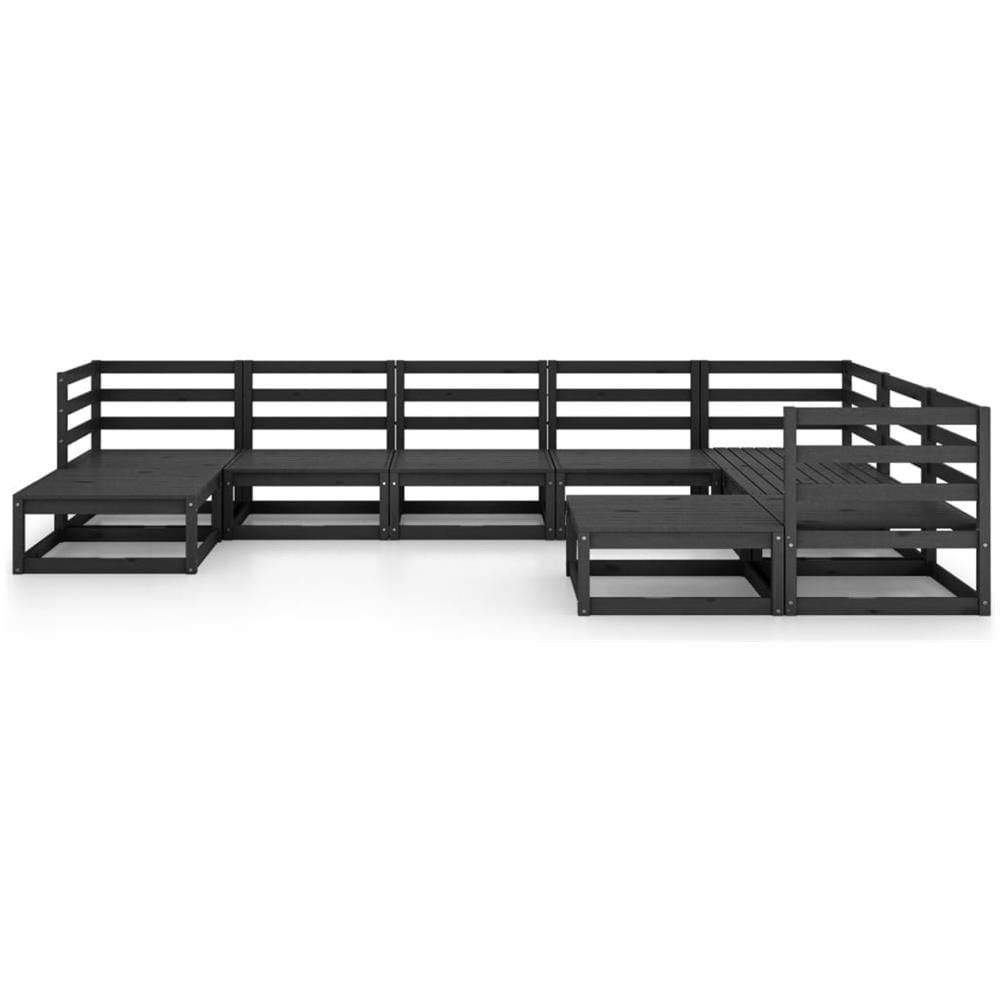 Set Divani da Giardino 9 pz Nero in Legno Massello di Pino - Foto 3