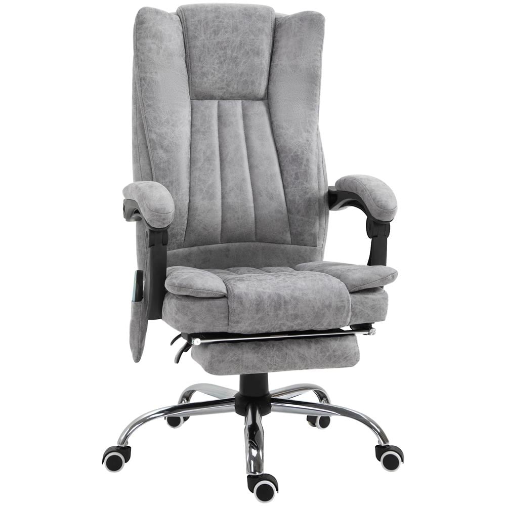 Poltrona Da Ufficio Massaggiante Riscaldante, Altezza E Reclinazione Regolabili Con Poggiapiedi - Grigio - Foto 1