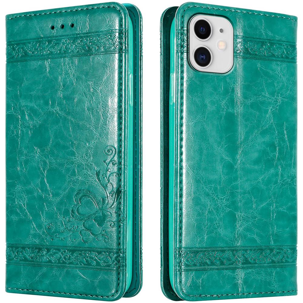 Custodia Compatibile Con Apple Iphone 11 In Turchese Con Ornamenti - Coperchio Protettiva Con Chiusura Magnetica, Funzione Stand E Tasca Per Le Carte - Foto 1