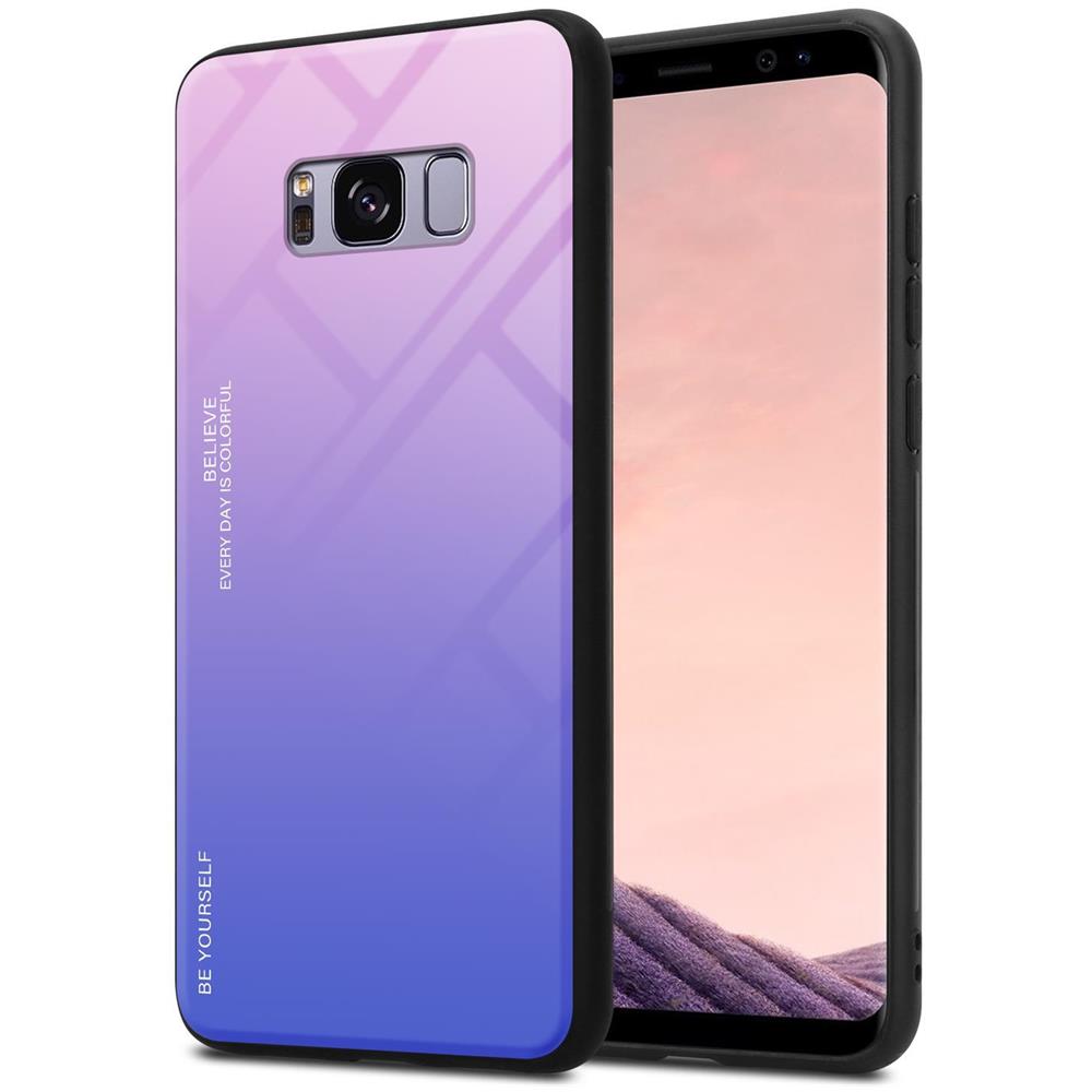 Custodia Compatibile Con Samsung Galaxy S8 Plus In Rosa - Blu - Coperchio Protettivo Bicolore In Vetro Temperato E Silicone Tpu - Foto 1