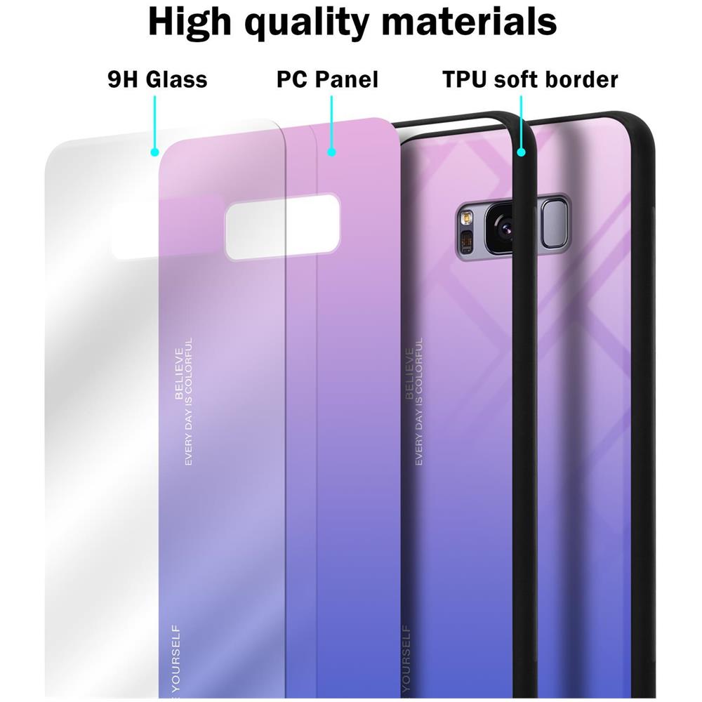 Custodia Compatibile Con Samsung Galaxy S8 Plus In Rosa - Blu - Coperchio Protettivo Bicolore In Vetro Temperato E Silicone Tpu - Foto 7