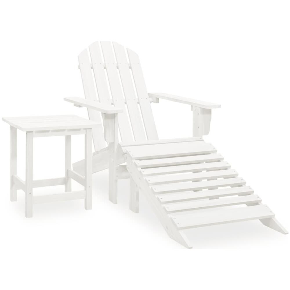 Sedia Adirondack Con Ottomana E Tavolo In Abete Massello Bianco - Foto 1