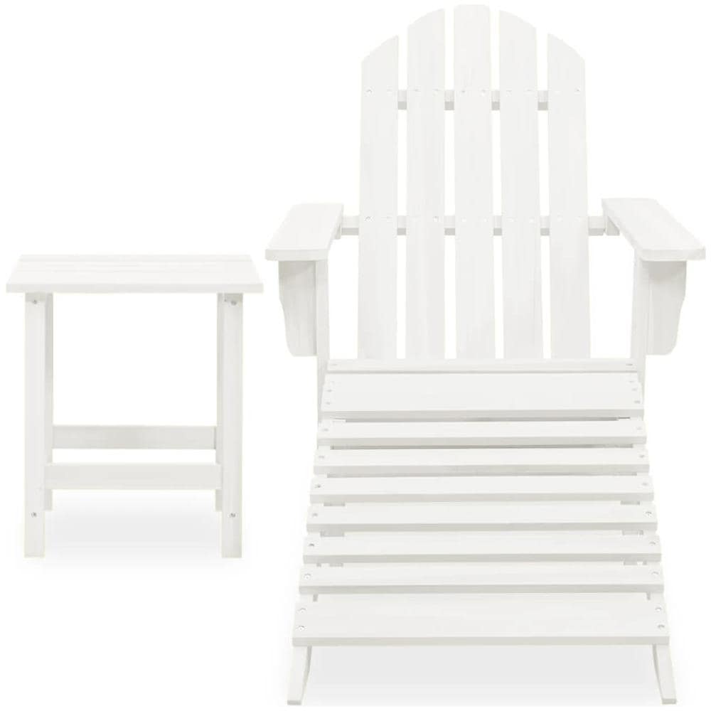 Sedia Adirondack Con Ottomana E Tavolo In Abete Massello Bianco - Foto 2