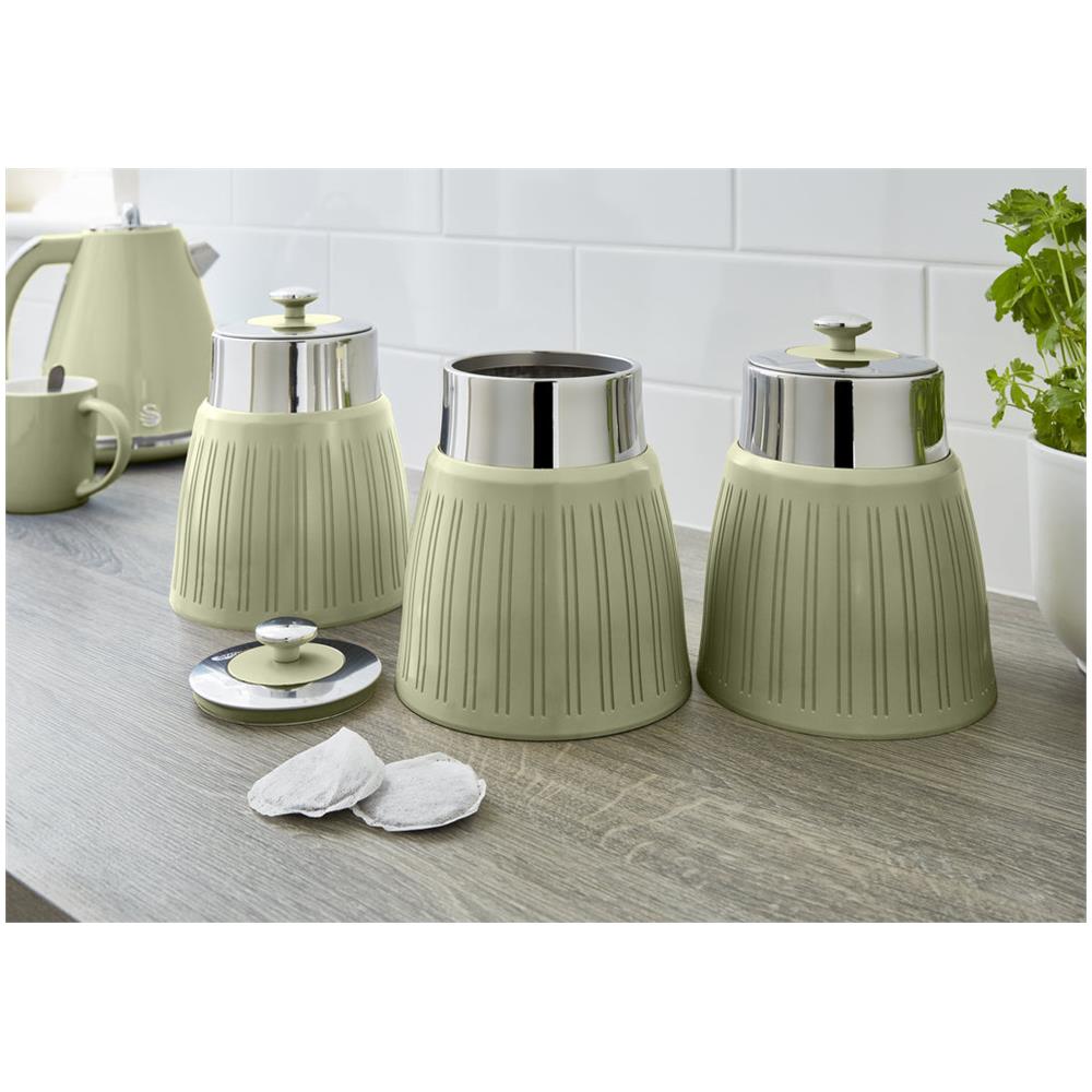 Swka1024gn Retro Set Di 3 Barattoli Cucina Da 1,2 L, Ermetico Té, Spezie, Design Vintage Verde - Foto 1